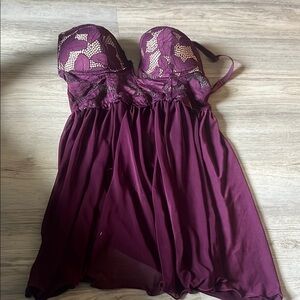 Elegant Purple Lace Babydoll